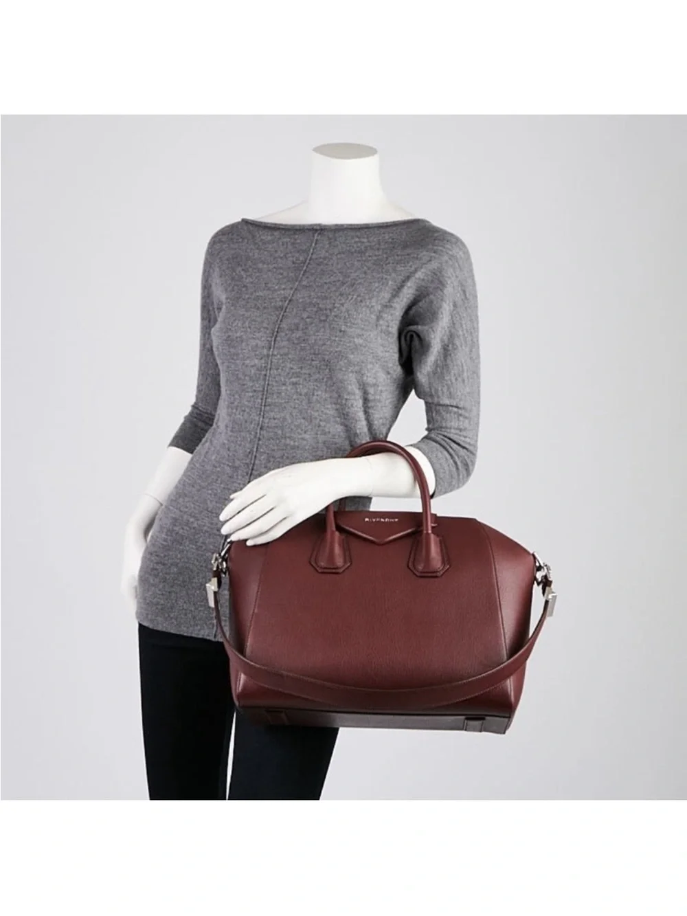 Givenchy Medium Antigona Bag in Oxblood Grained Leather